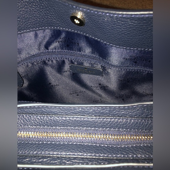 NWT-Kate Spade-Leila-Med 3 Compartment Shoulder-Patchwork Suede-Blazer Blue-$479 - Picture 9 of 15